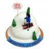 Торт для папы в виде снежной горы с лыжами №110647