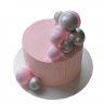 Торт розовый с макарунами №99541