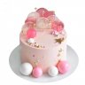 Торт розовый с шарами №99595